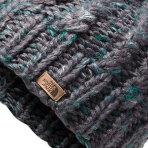 The North Face Accessories - The North Face Women's Chunky Beanie Black/Green The North Face Accessories - The North Face Women's Chunky Beanie Black/Green